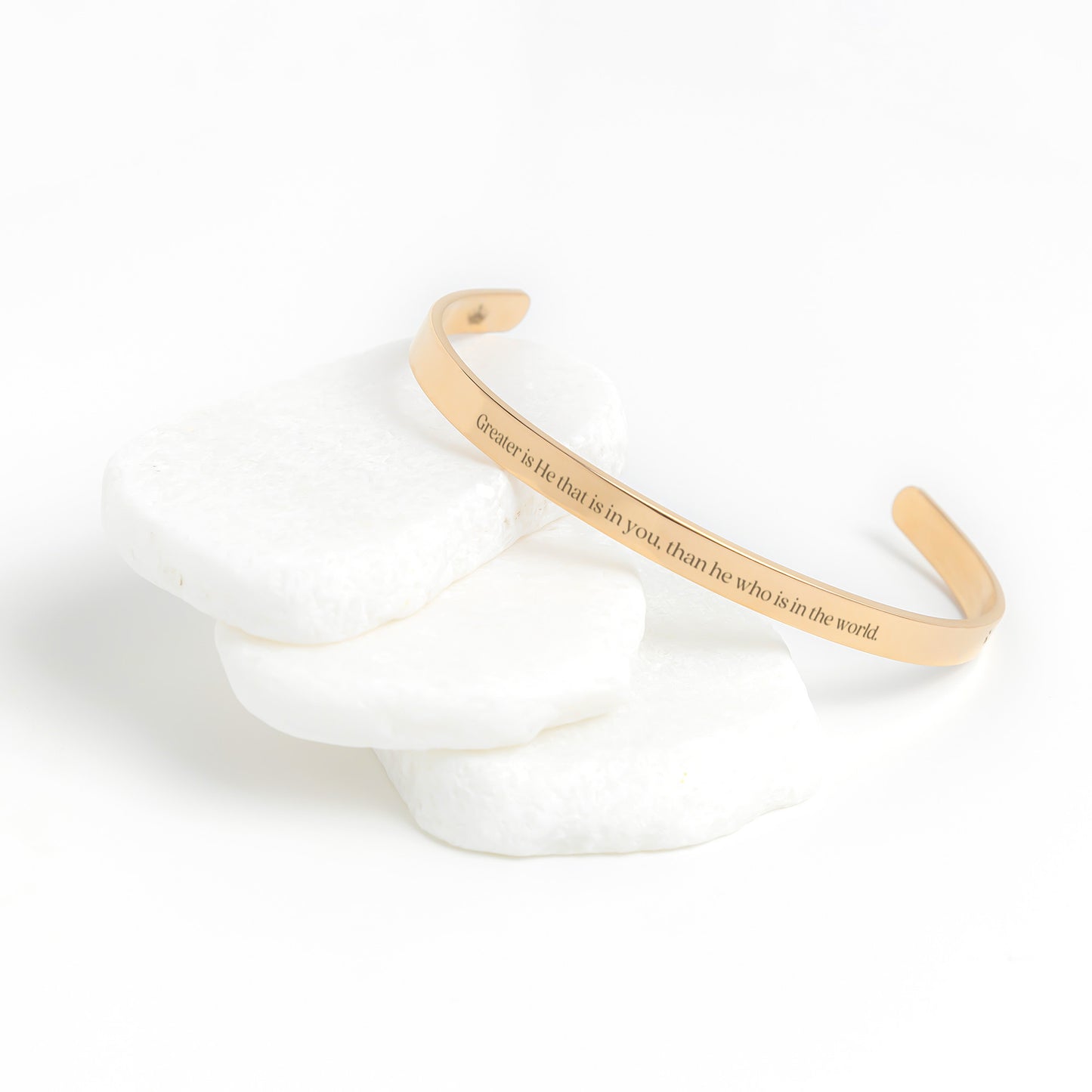 "Greater Is He" Cuff Bracelet